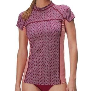 Patagonia Micro Swell Rashguard Bluff River Arrow Red Short Sleeve UV UPF 50